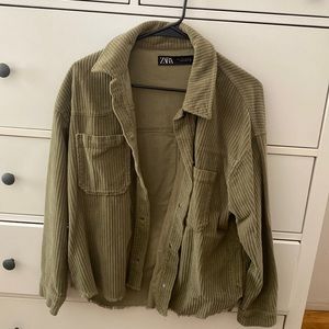 ZARA Green Corduroy Button Up